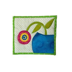 Handmade quilted mug rugs flower pot with swirls